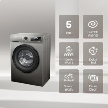 Hisense 7 Kg Front Load Slim Drum Washing Machine, Inverter Motor 1200 Rpm, Quick Wash, Pause And Add Function, Allergy Steam Care, Titanium Grey, WFQP7012T