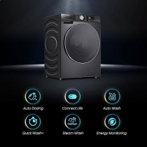 Hisense 5S Series 12 Kg Washing Machine With Inverter Motor, Smart Wifi, Ai Super Wash Technology, 1400 Rpm, Smart Energy Monitoring, 19 Programs, Auto Dosing System, Charcoal Black, WF5S1245BB