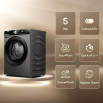 Hisense 3S Series 9 Kg Washing Machine With Inverter Motor, Smart Wifi, 1400 Rpm, 15 Programs, Auto Wash, Titanium Grey, WF3S9043BT