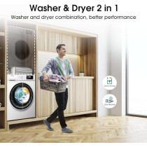 Hisense 60Cm Freestanding 10 Kg Front Load Washer Dryer, 1400 Rpm, Pure Steam, Purejet, Pause And Add, Inverter Motor, White, WDQY1014EVJM