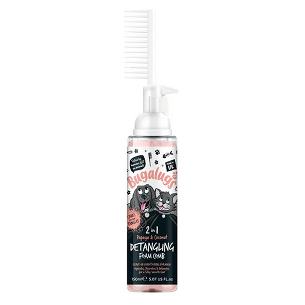 Bugalugs 150Ml 2In1 Papaya And Coconut Detangling Foam Comb For Dogs And Cats