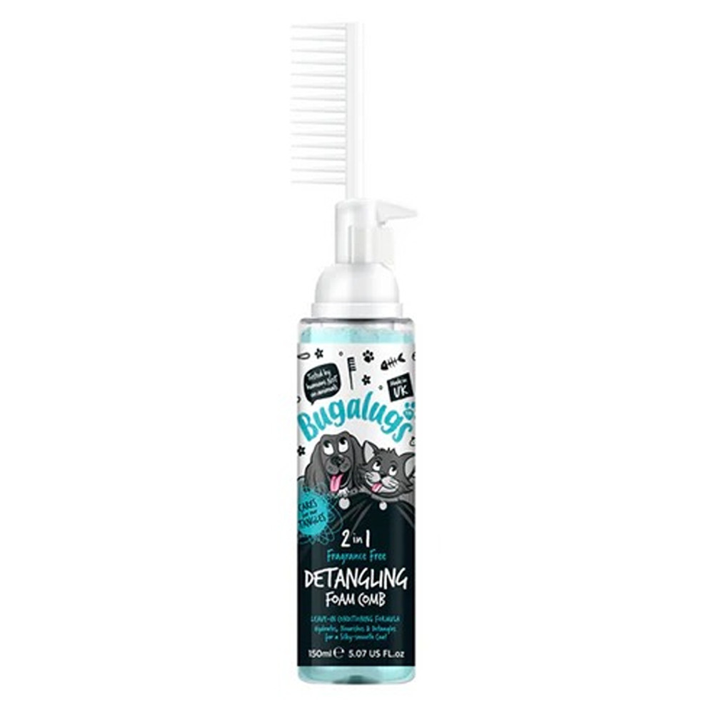 Bugalugs 150Ml 2In1 Fragrance Free Detangling Foam Comb For Dogs