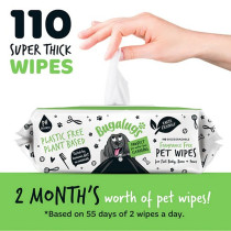 Bugalugs 110 Wipes Fragrance Free Biodegradable Dog Wipes