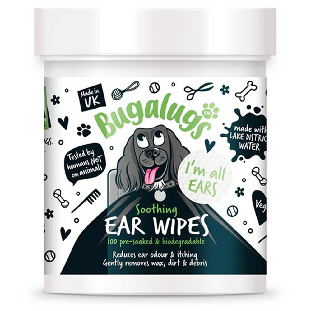 Bugalugs 100Wipes Soothing Biodegradable Ear Wipes For Cats