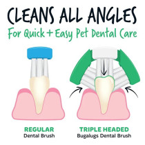 Bugalugs 2Pcs Triple Headed Toothbrush For Dogs And Cats
