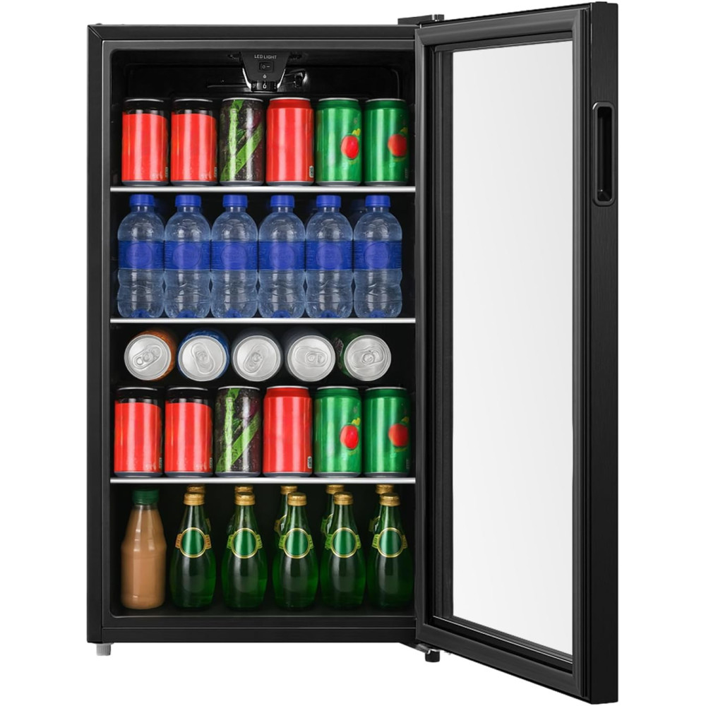 evvoli Beverage Cooler, 99 Liters, See-through Glass Door, Adjustable Leg, Defrost Type, EVBCM-99B