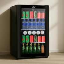 evvoli Beverage Cooler, 99 Liters, See-through Glass Door, Adjustable Leg, Defrost Type, EVBCM-99B