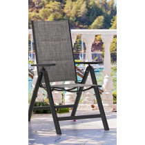 Deep Sleep Patio Chairs Adjustable High Back Aluminum Dining Chairs With Plush Cushions Lightweight Mobile Seating For Garden, Deck, Balcony, Porch, Poolside(Grey)