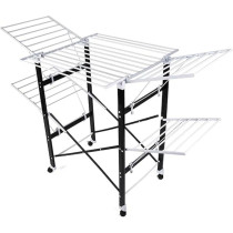 Deep Sleep 2-Tier Foldable Clothes Drying Rack With Wheels – Heavy-Duty Stainless Steel Winged Laundry Stand For Indoor And Outdoor Use – Space-Saving Dryer Rack For Apartments, Homes And Balconies