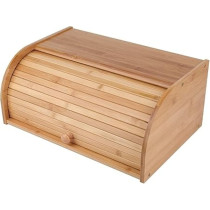 Deep Sleep Bamboo Bread Box – Large Natural Wooden Roll Top Bread Storage Bin For Countertop Farmhouse Kitchen Organizer Eco-Friendly Rustic Bread Holder For Loaves, Pastries And Baked Goods