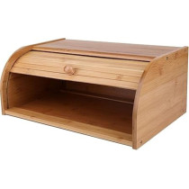 Deep Sleep Bamboo Bread Box – Large Natural Wooden Roll Top Bread Storage Bin For Countertop Farmhouse Kitchen Organizer Eco-Friendly Rustic Bread Holder For Loaves, Pastries And Baked Goods