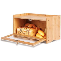 Deep Sleep Square Bamboo Bread Box With Clear Window – Rustic Airtight Bread Storage Container For Kitchen Counter Farmhouse-Style Organizer With Lid And Raised Edges Keeps Bread Fresh And Visible