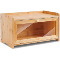 Deep Sleep Square Bamboo Bread Box With Clear Window – Rustic Airtight Bread Storage Container For Kitchen Counter Farmhouse-Style Organizer With Lid And Raised Edges Keeps Bread Fresh And Visible