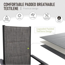 Deep Sleep Set Of 2 Outdoor Patio Chairs Adjustable High Back Aluminum Dining Chairs With Plush Cushions Lightweight Mobile Seating For Garden, Deck, Balcony, Porch, Poolside(Grey)