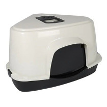 Ebi Cat Toilet Prism 70 Zen Series Corner Tray Litter Box For Cats, White, 56 X 70 X 46Cm