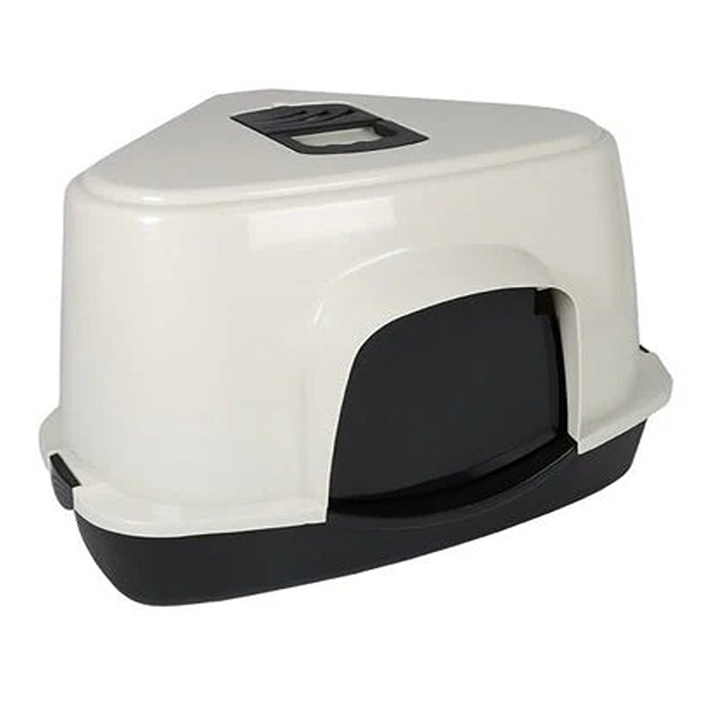 Ebi Cat Toilet Prism 70 Zen Series Corner Tray Litter Box For Cats, White, 56 X 70 X 46Cm