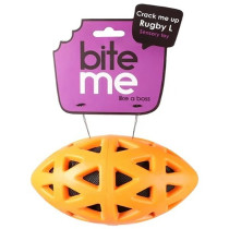 Ebi Bite Me 'Crack Me Up' Rugby Sensory Dog Toy, Orange, 19 X 10 X 10Cm