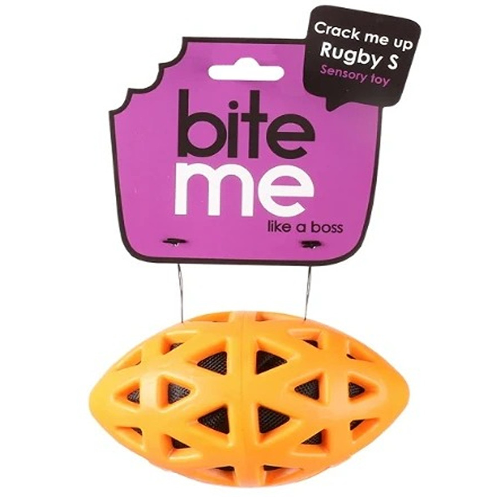 Ebi Bite Me 'Crack Me Up' Rugby Sensory Dog Toy, Orange, 14 X 8 X 8Cm