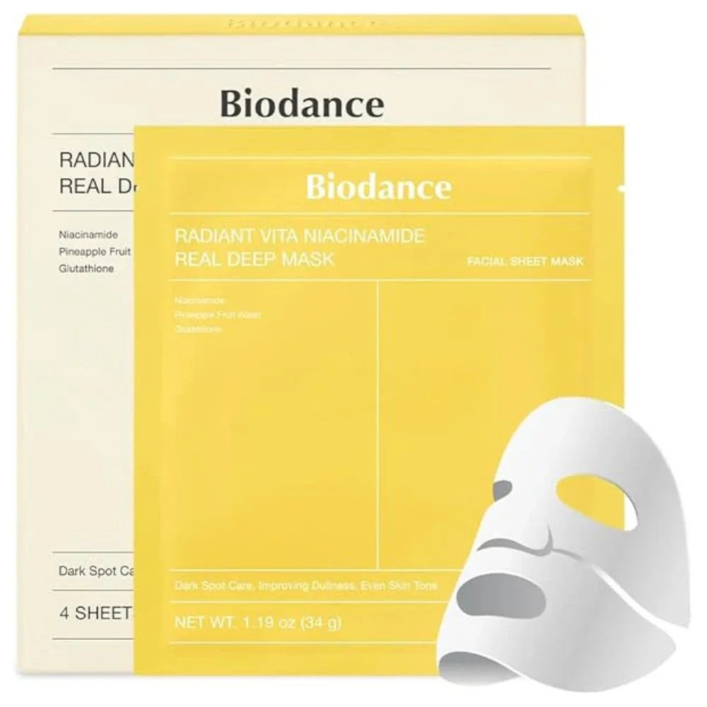 Biodance Radiant Vita Niacinamide Real Deep Mask, 34G X Pack Of 4