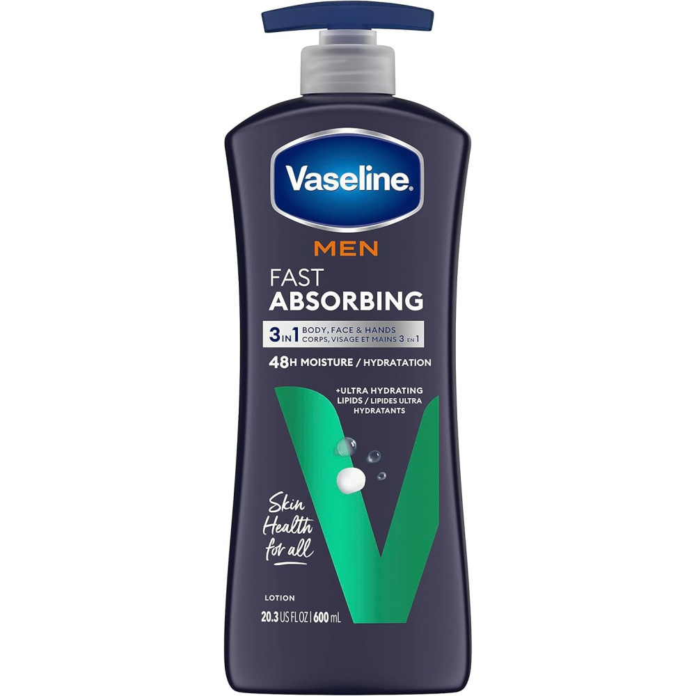 Vaseline Men Healing Moisture Body Lotion, Fast Absorbing, 600Ml