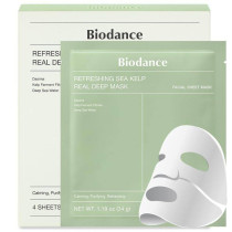 Biodance Refreshing Sea Kelp Real Deep Mask, Overnight Hydrogel Mask, Calming, Oil And Sebum Control, Blemish Care, 34G X Pack Of 4