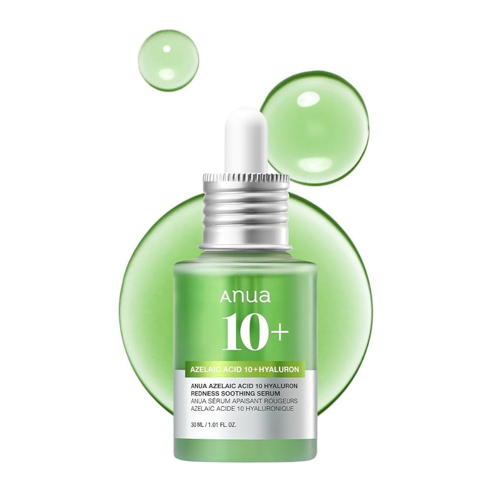 Anua Azelaic Acid 10 Hyaluron Redness Soothing Serum, Facial Serum For Sensitive Skin, Hyaluronic Acid, Niacinamide, Spot Care, Natural Color, Vegan, Korean Skincare, 30Ml