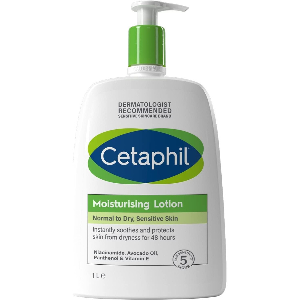 Cetaphil Face And Body Moisturizing Lotion For Normal To Dry, Sensitive Skin, With Niacinamide And Vitamin E, 1L