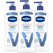 Vaseline Intensive Care Unscented Advanced Repair Body Lotion, Ultra-Hydrating With Lipids For Extremely Dry Skin, 600 Ml, Pack Of 3