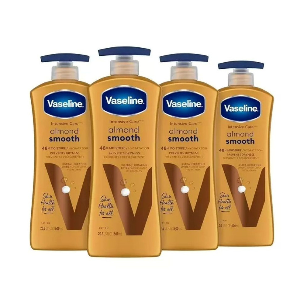 Vaseline Hand And Body Lotion Almond Smooth For Moisturization, 600 Ml, Pack Of 4