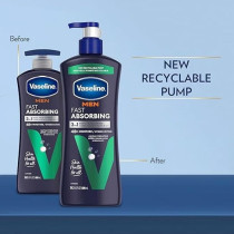Vaseline Men's Healing Moisture Hand And Body Lotion For Dry Or Cracked Skin Fast Absorbing Non-Greasy Lotion For Men, 600Ml, Pack Of 3