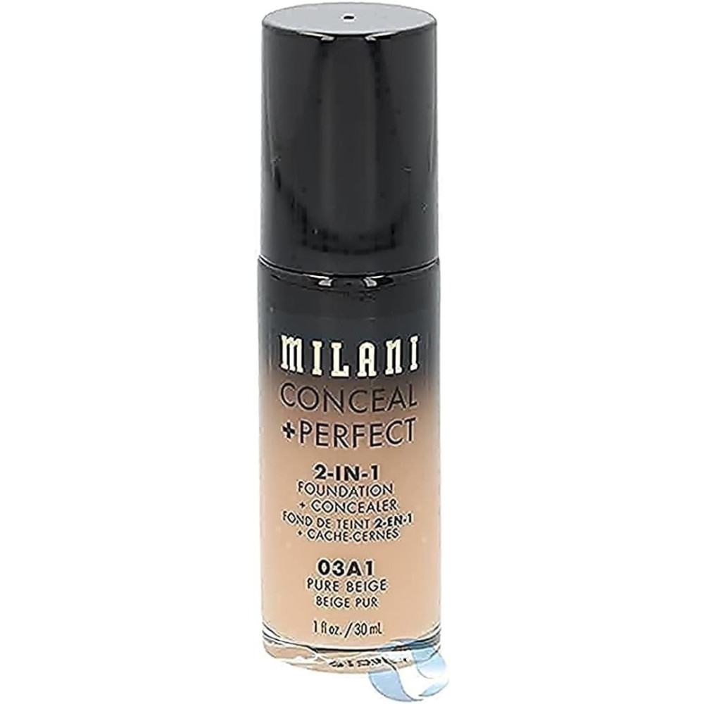 Milani Perfect 2-In-1 Foundation Plus Concealer, 03A1 Pure Beige, 30 Ml