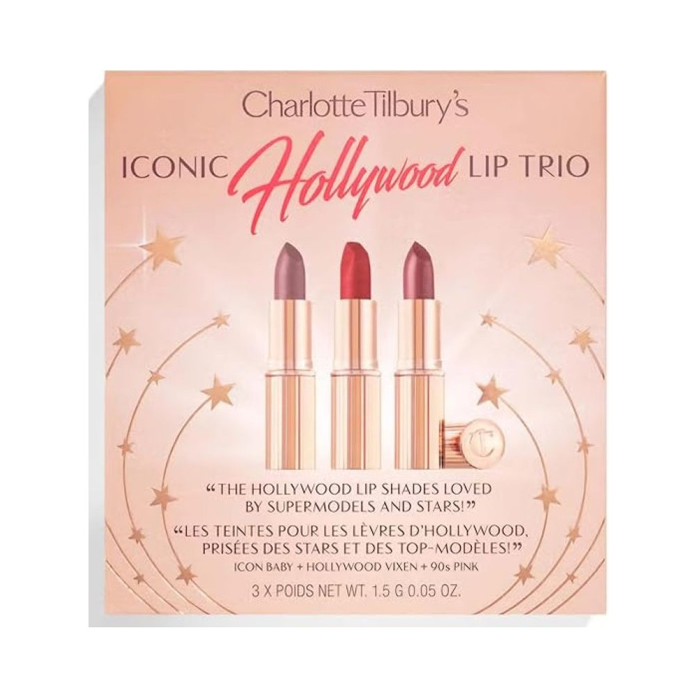Charlotte Tilbury Iconic Mini Lip Trio Kit - Pillow Talk, Walk Of No Shame, Supermodel, 3 X Poids, 15G