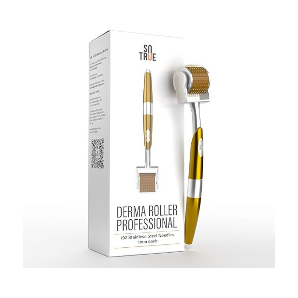 Sotrue Professional Derma Roller For Hair Growth 1 Mm With 192 Stainless Steel Needles, Repairs Damaged Hair, Activates Hair Follicles, For Hair Fall And Hair Thickening, Reduces Acne Scars