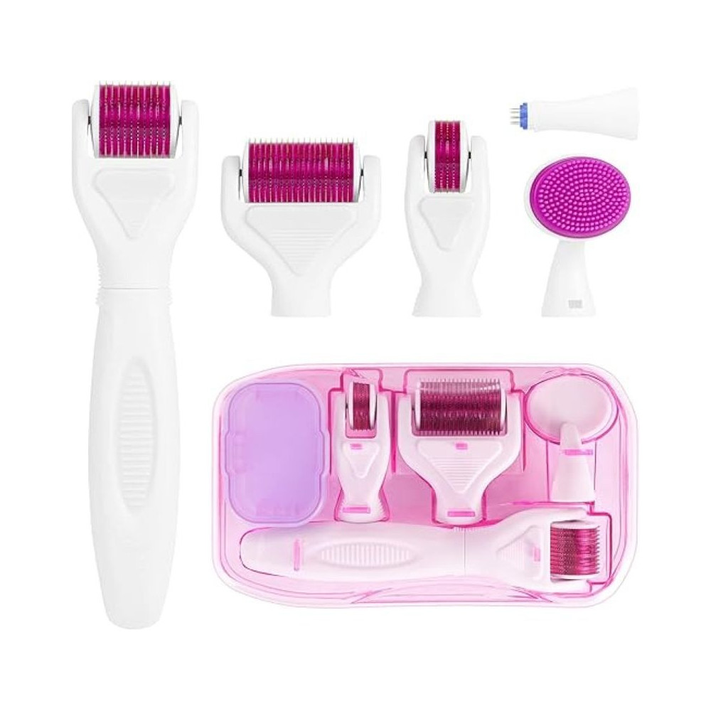 Lophe 6 In 1 Derma Roller Kit, Professional Microneedling Titanium Roller With Disassemble Working Heads