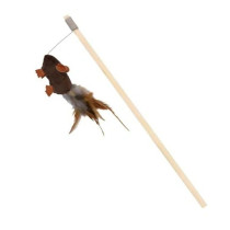 Trixie 47cm Playing Rod with Feather Mouse Toy For Cats, Brown
