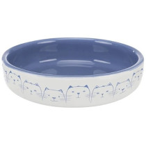 Trixie 300ml Ceramic Blue And Cream Cat Bowl For Short-Nosed Breeds, Blue