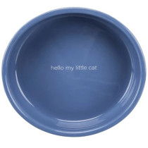 Trixie 300ml Ceramic Blue And Cream Cat Bowl For Short-Nosed Breeds, Blue