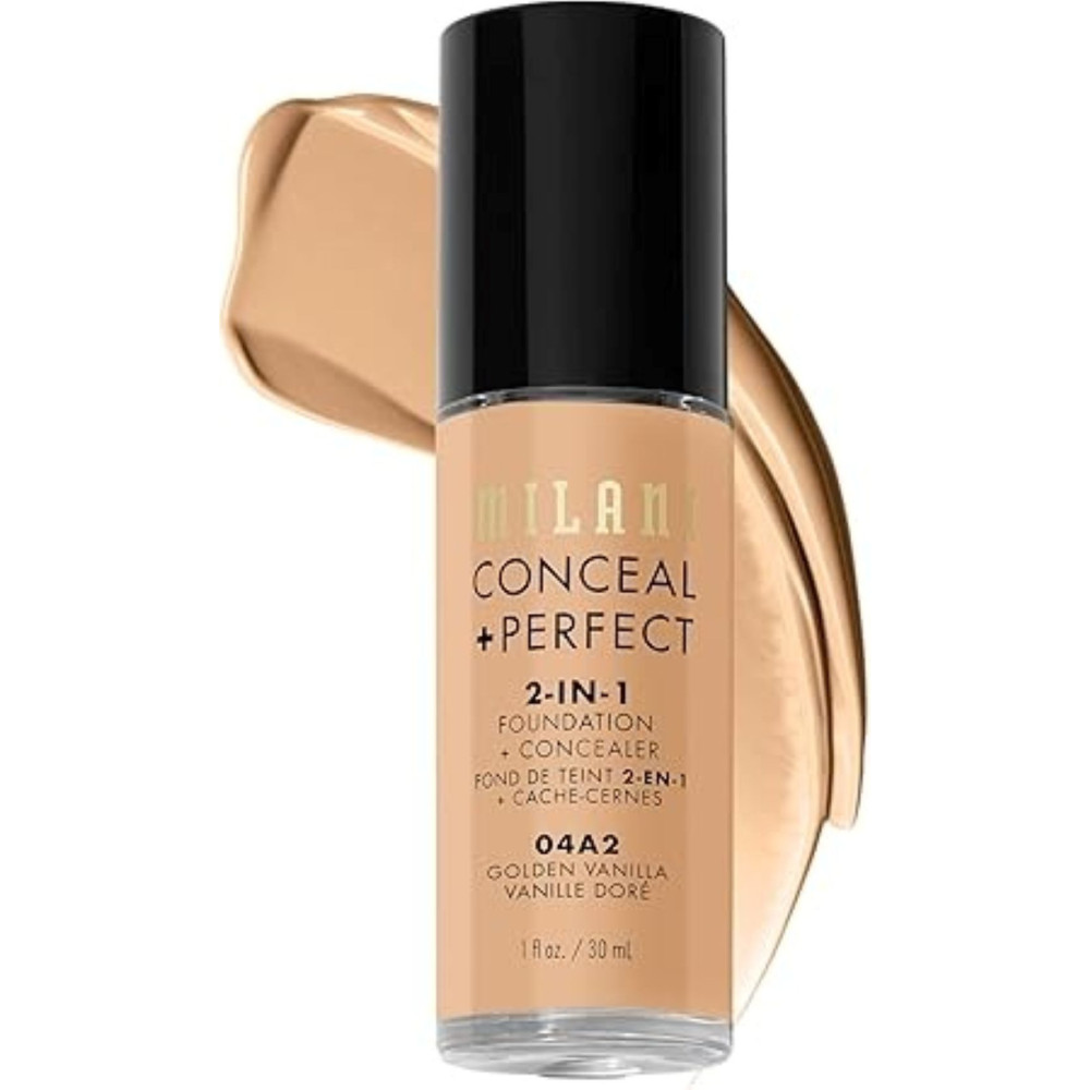 Milani Conceal Plus Perfect 2-In-1 Foundation Plus Concealer, 04A2 Golden Vanilla, 30 Ml