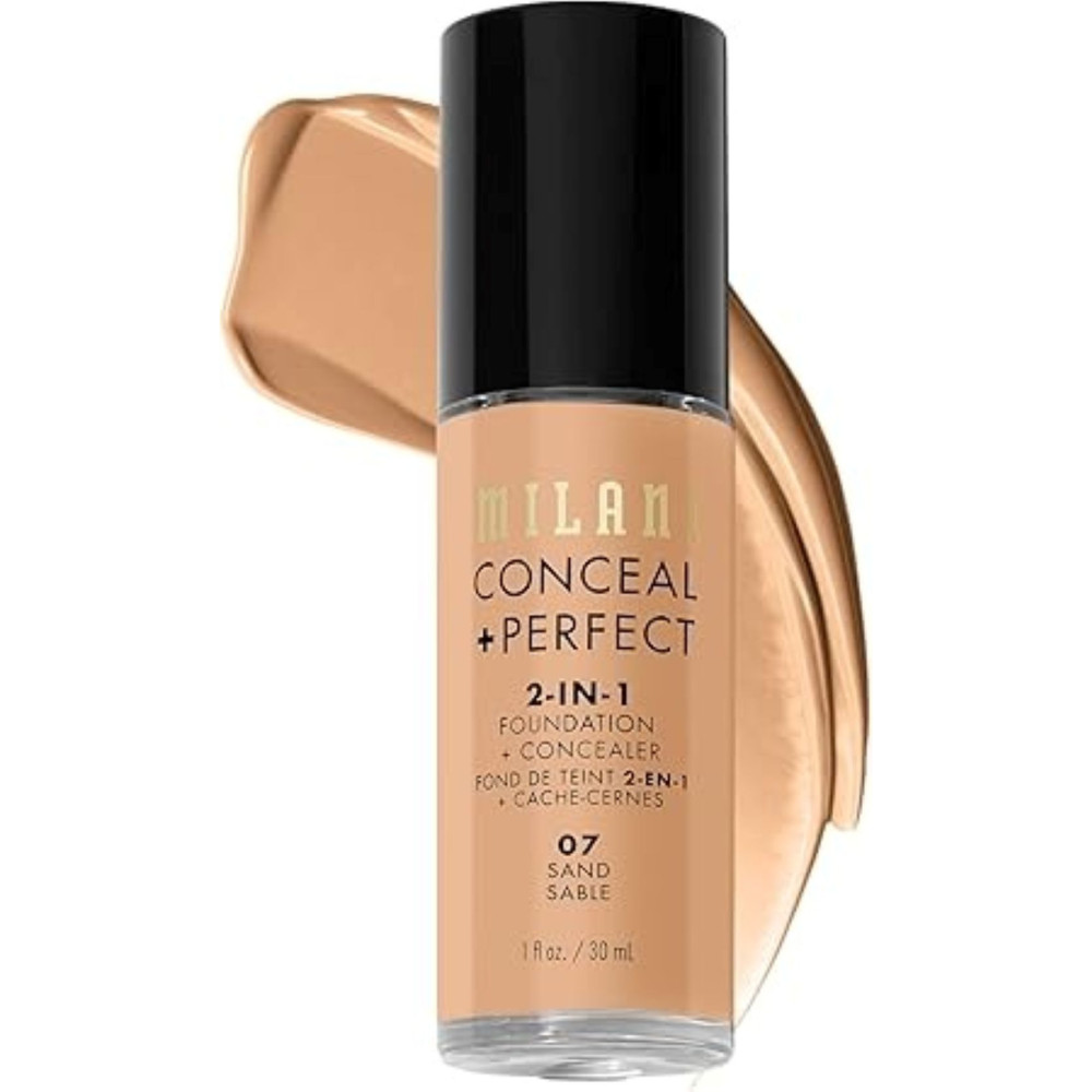 Milani Conceal Perfect 2-In-1 Foundation Concealer, 07 Sand, 30 Ml