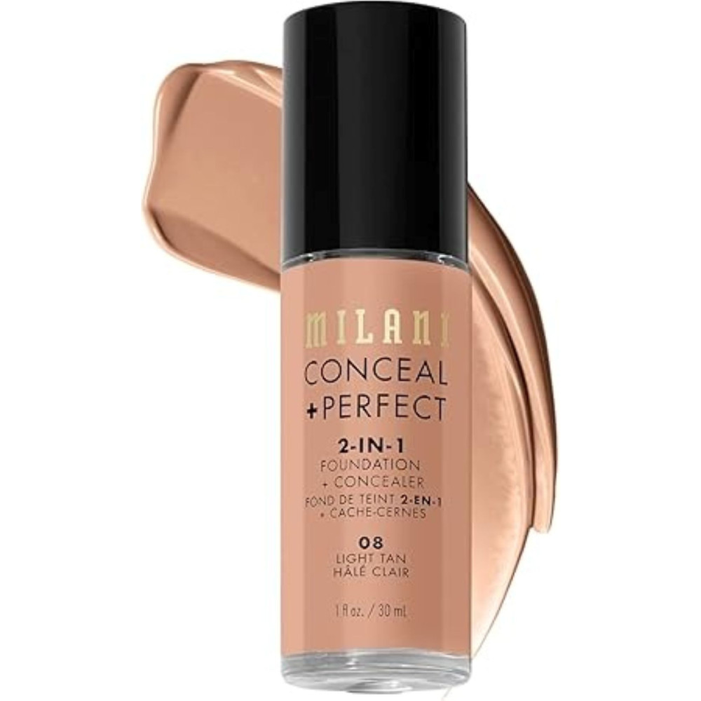 Milani Conceal Plus Perfect 2-In-1 Foundation, 08 Light Tan, 30 Ml