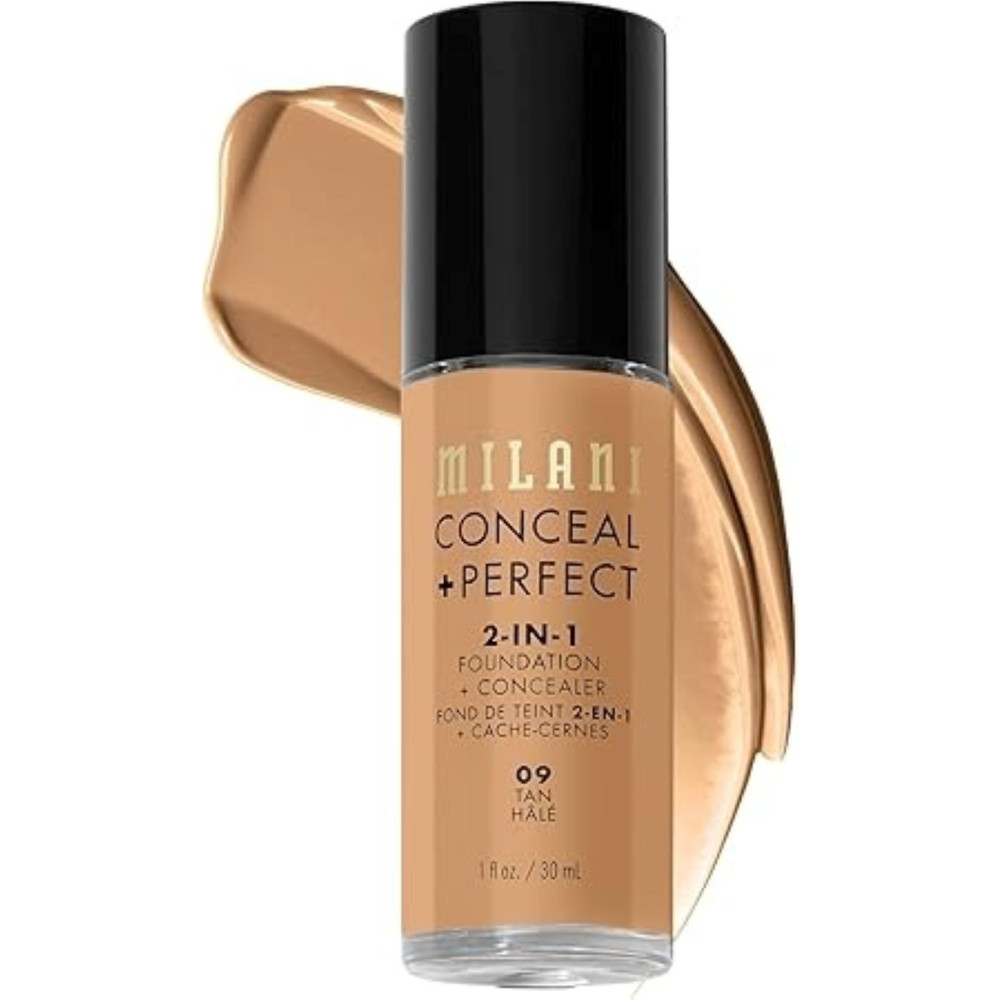 Milani Conceal Perfect 2-In-1 Foundation Concealer, 09-Tan, 30 Ml