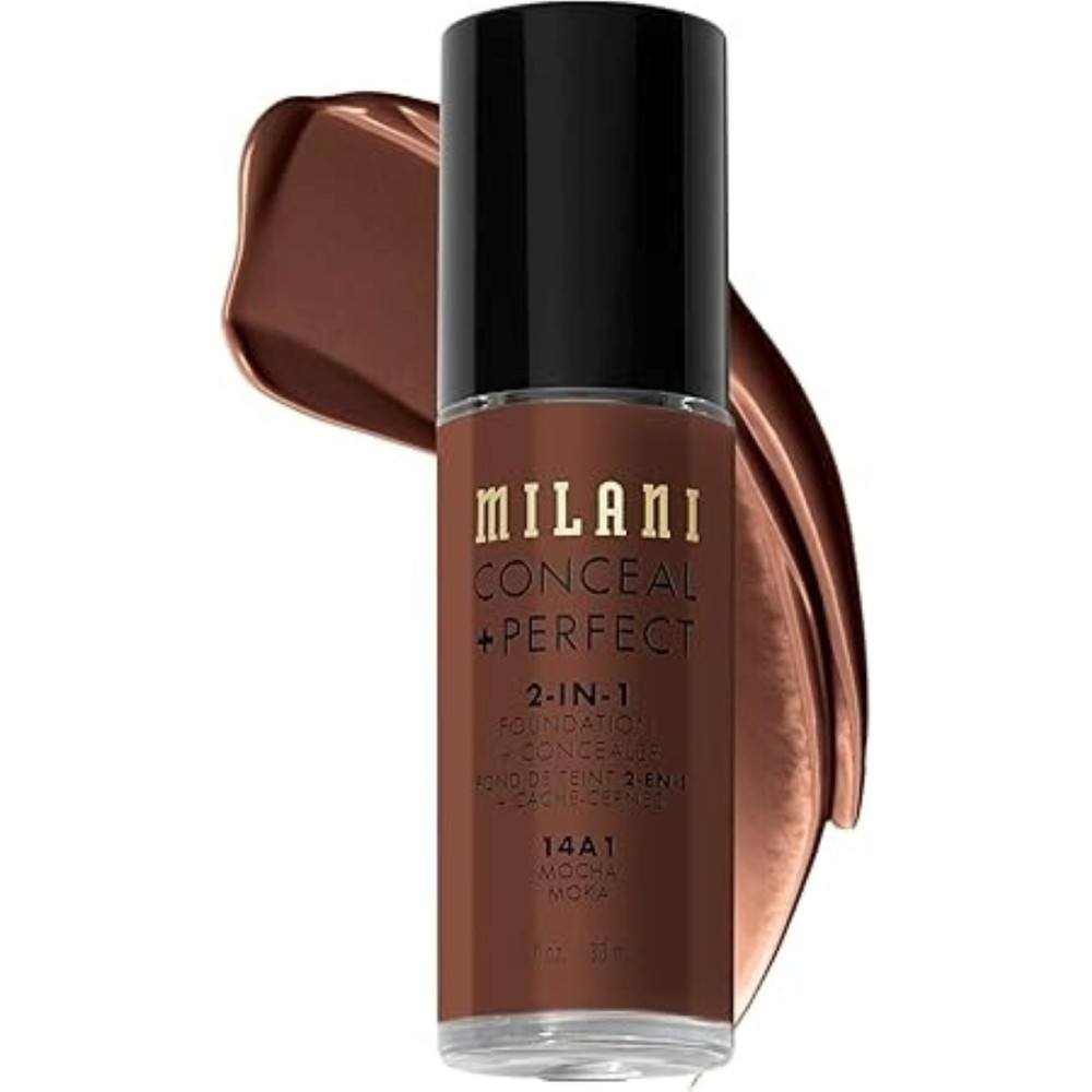 Milani Conceal Perfect 2-In-1 Foundation Plus Concealer, 14A1 Mocha, 30 Ml