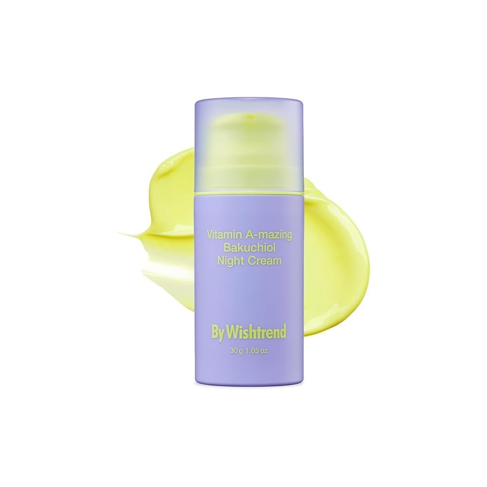 By Wishtrend Vitamin A-Mazing Bakuchiol Night Cream, Retinal Moisturizer To Start Well-Aging, Retinol, Night Treatment For Fine Line, Saggy, Dry Skin For Sensitive Skin, 30G