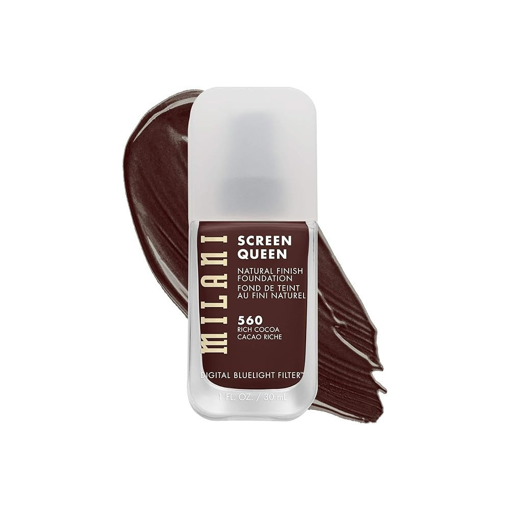 Milani Screen Queen Liquid Foundation Makeup - Cruelty Free Foundation With Digital Bluelight Filter Technology (560 Rich Cocoa)