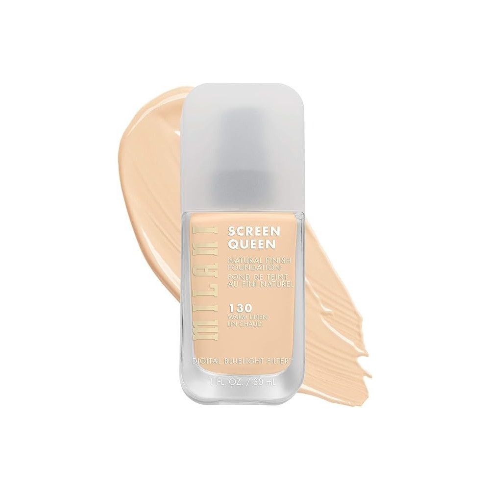 Milani Screen Queen Liquid Foundation Makeup - Cruelty Free Foundation With Digital Bluelight Filter Technology (130 Warm Linen)