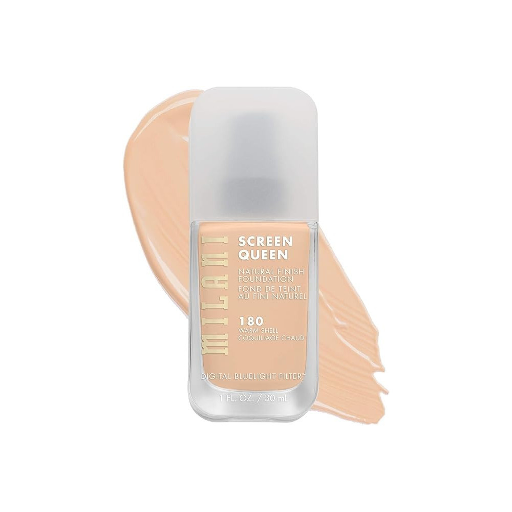 Milani Screen Queen Liquid Foundation Makeup - Cruelty Free Foundation With Digital Bluelight Filter Technology (180 Warm Shell)