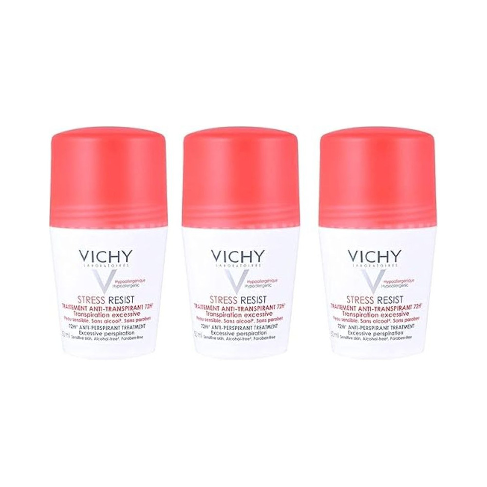 Vichy 72H Unisex Stress Resist Anti-Transpirant, 50Ml, Set Of 3