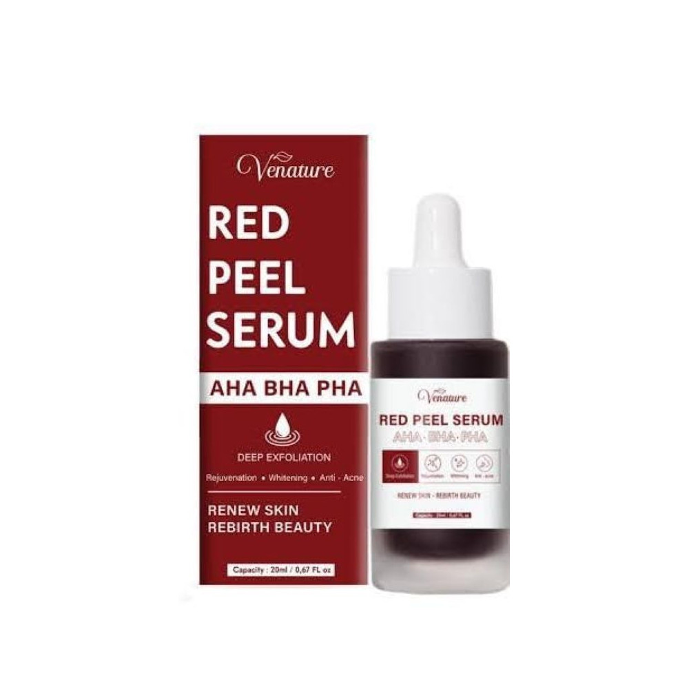 Venature Red Peel Serum, Aha Bha Pha, 20 Ml, Deep Exfoliation, Resurfaces Skin