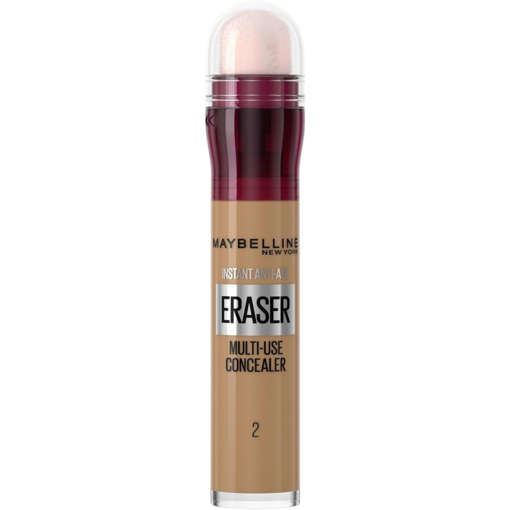 Maybelline New York Instant Anti Age Eraser Eye Concealer, Dark Circles And Blemish Concealer With Sponge, Multi-Use, Ultra Blendable Formula, 02 Nude, 6.8Ml