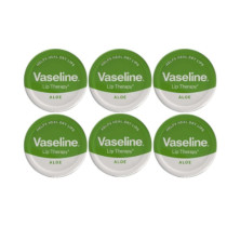 Vaseline Lip Therapy Aloe Vera 20G Pack Of 6 Soothing Lip Balm For Dry And Chapped Lips Hydrating And Cooling Formula Pocket-Sized Lip Care Plus Free Skincare Sample